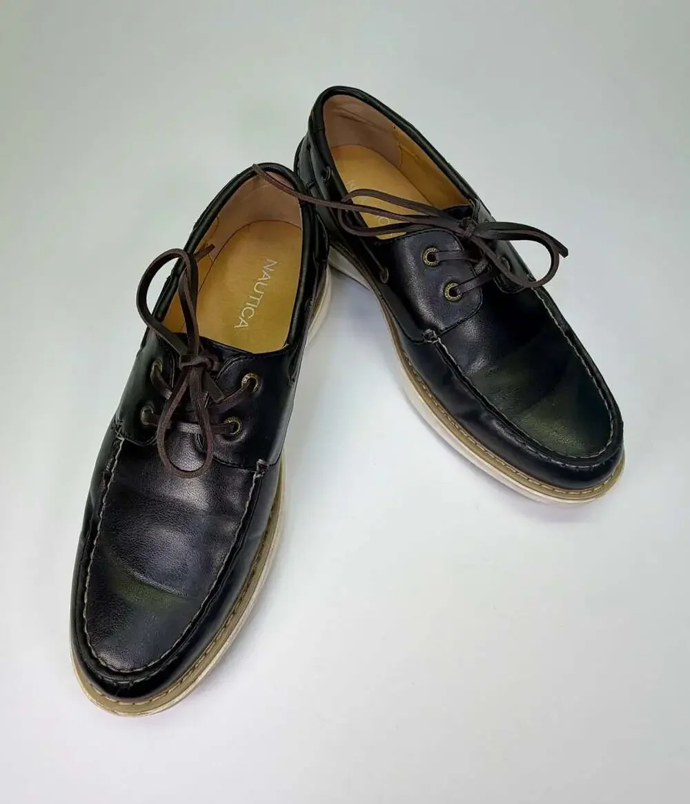 Nautica‎ Men's Moc Toe Boat Shoes with White Sole Size 9.5 Man-made Material